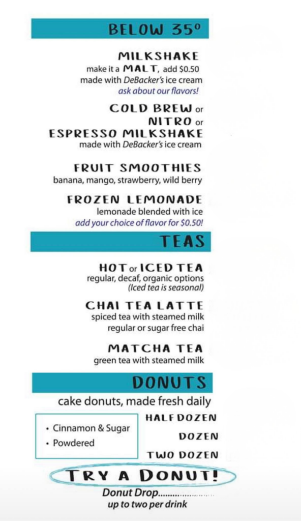 below 35, teas, & donuts 35th & coffee